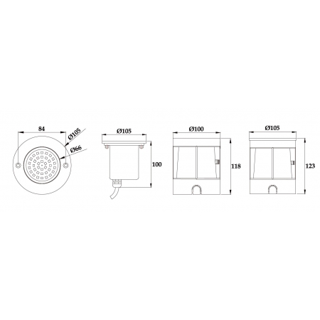 Oprawa LED  PHJ-UG105 3 / 6  Watt IP68  stal nierdz.
